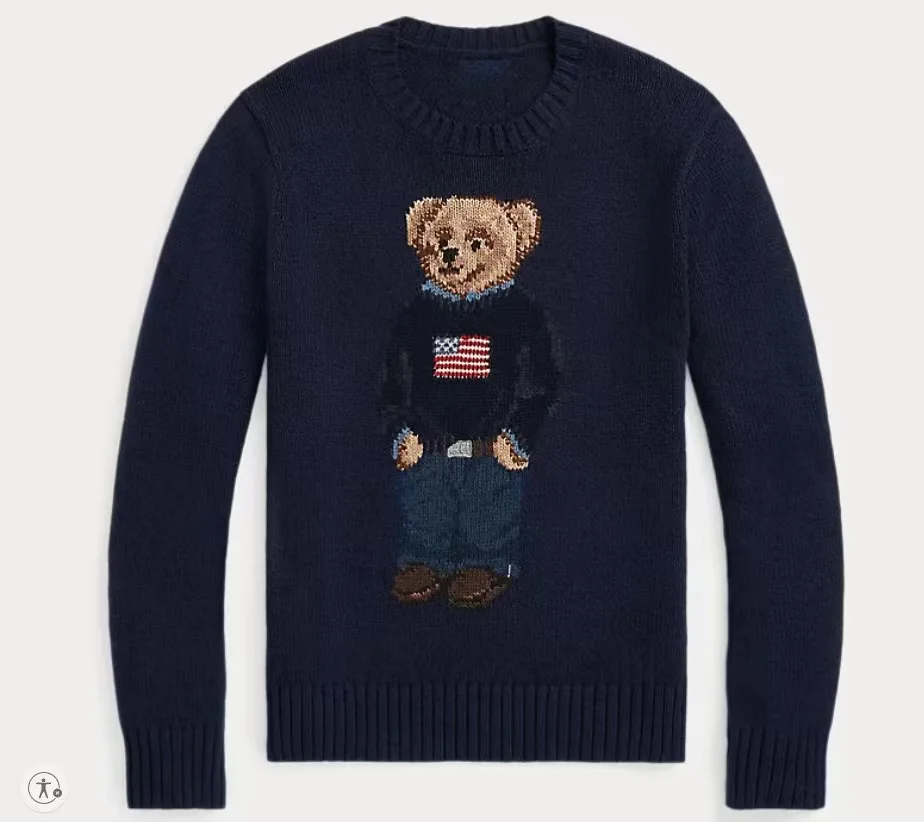 Embroidered Cartoon Bear Y2K Long Sleeve Sweater - Image 5