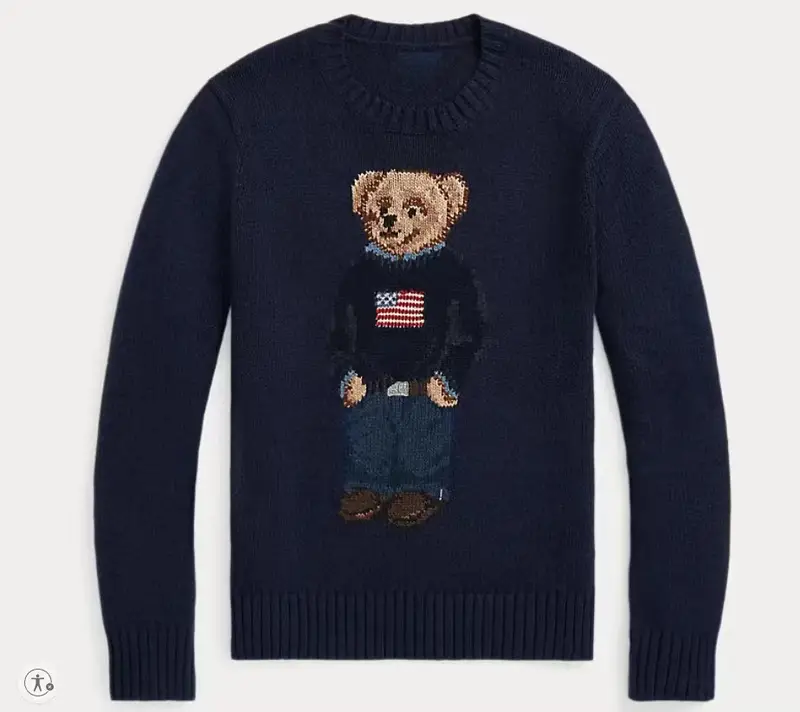 Long sleeve sweater with an embroidered bear