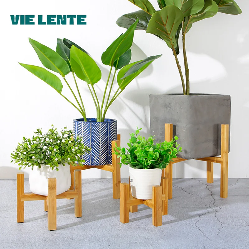 Plant Flower Pot Stand Small Durable Wood Trays Rack,Strong Free Standing Bonsai Holder Indoor Accessories Home Garden Display