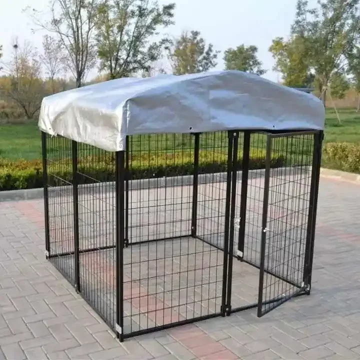 Galvanized Black Dog Cage Durable and Outdoor Dog Kennel Running Pet Furniture Large Pet Animals Cage Puppy Fence