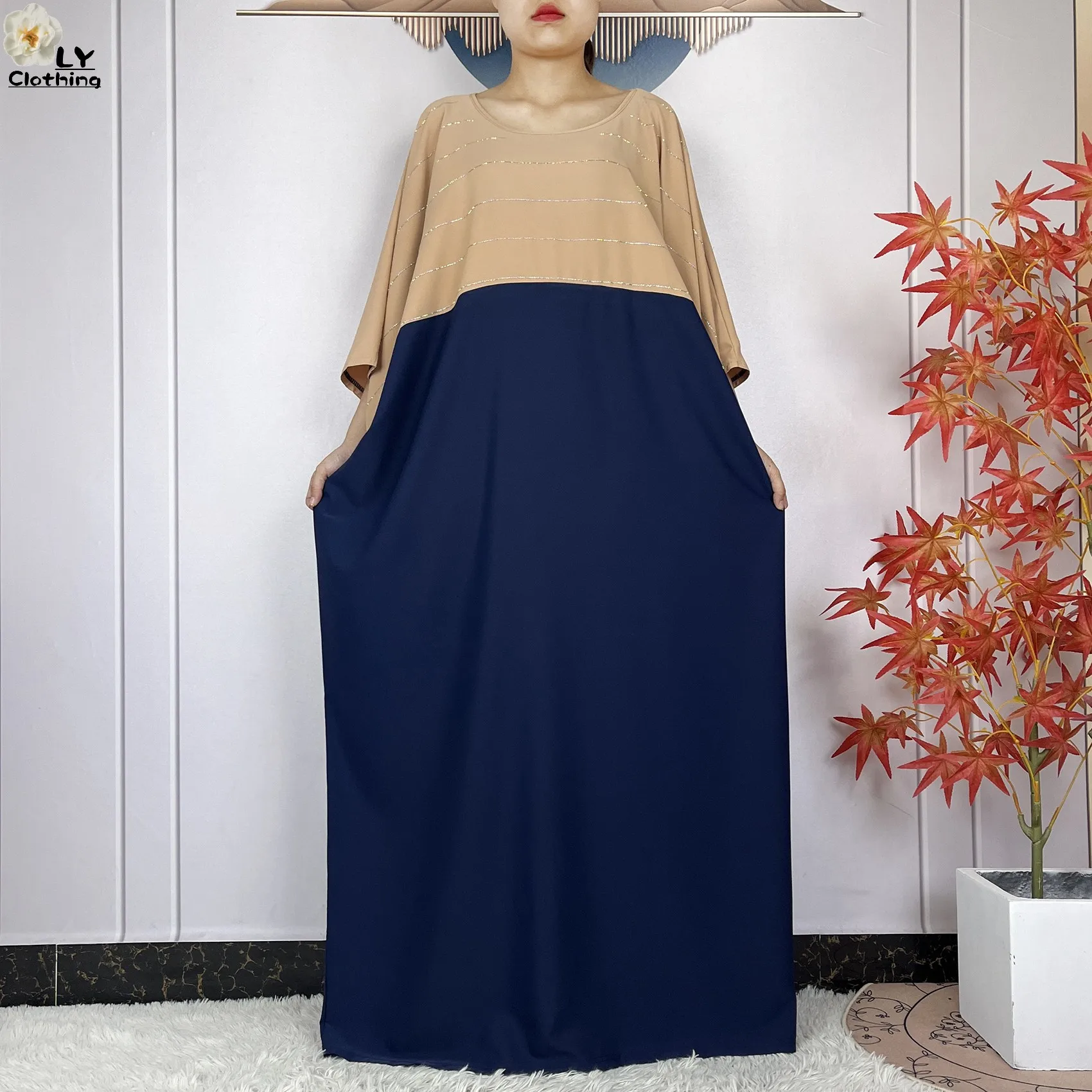 New Style Fashion Dubai Lady Loose Dress Sequin Soft Chiffon Boubou Maxi Islam Women Elegant Robe African Casual Abaya Clothing