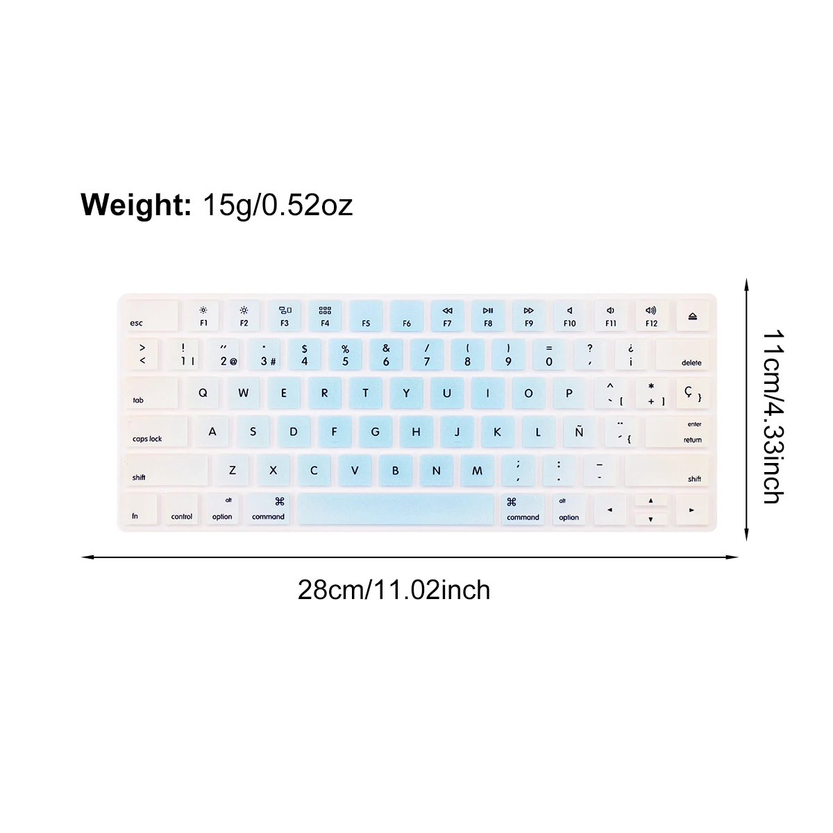 Soft Touch Misty Light Blue US Layout Silicone Keyboard Skin for Apple Magic Keyboard 1/2 A1644 MLA22L/A 2015,English & Spanish