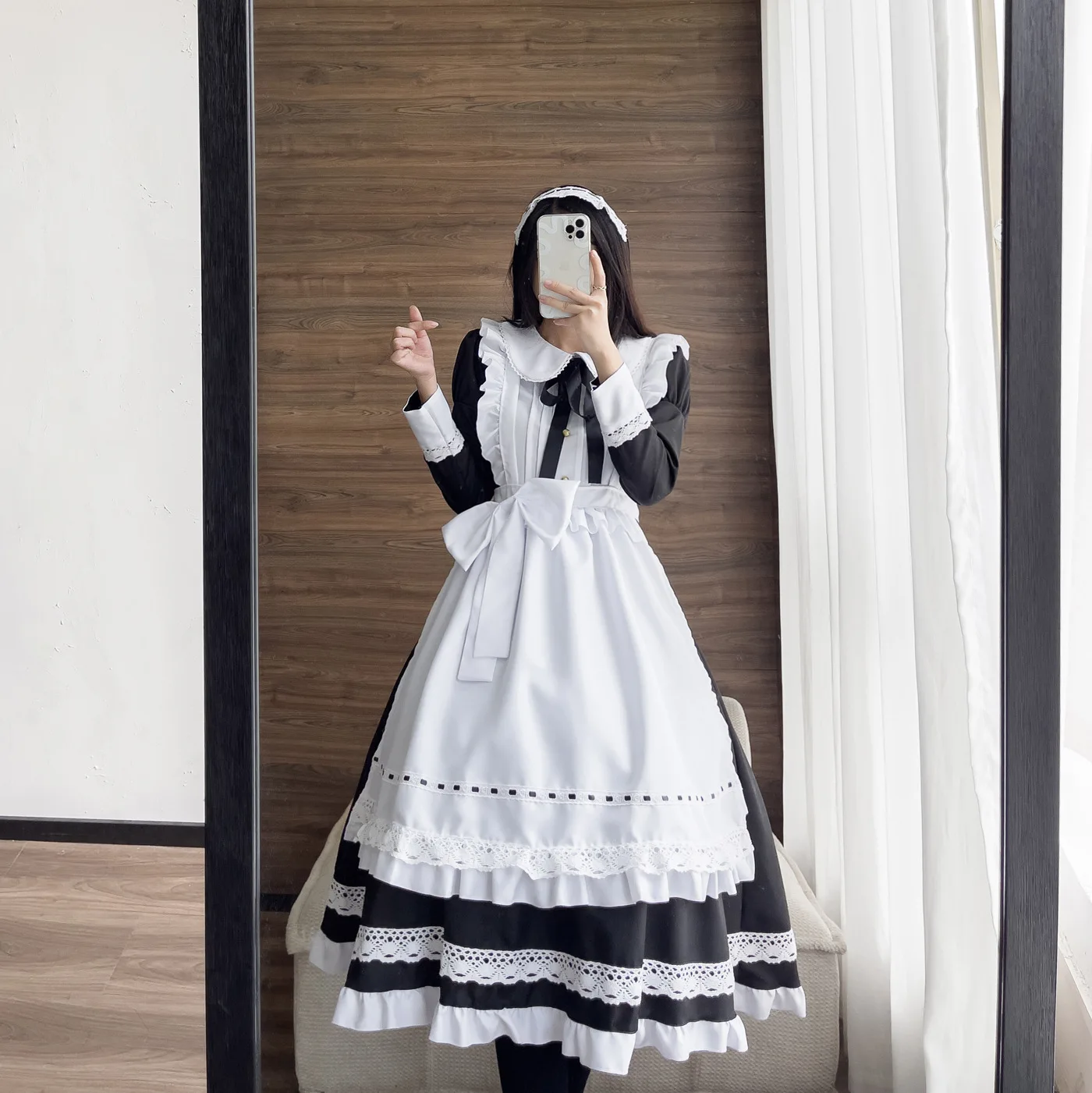 Anime Halloween Cosplay Kostüme Anime Schürze Dienstmädchen Rollenspiel Langes Kleid Übergröße Schwarz Weiß Lolita Dessous Kleid Dienstmädchen Outfits – Detail 3