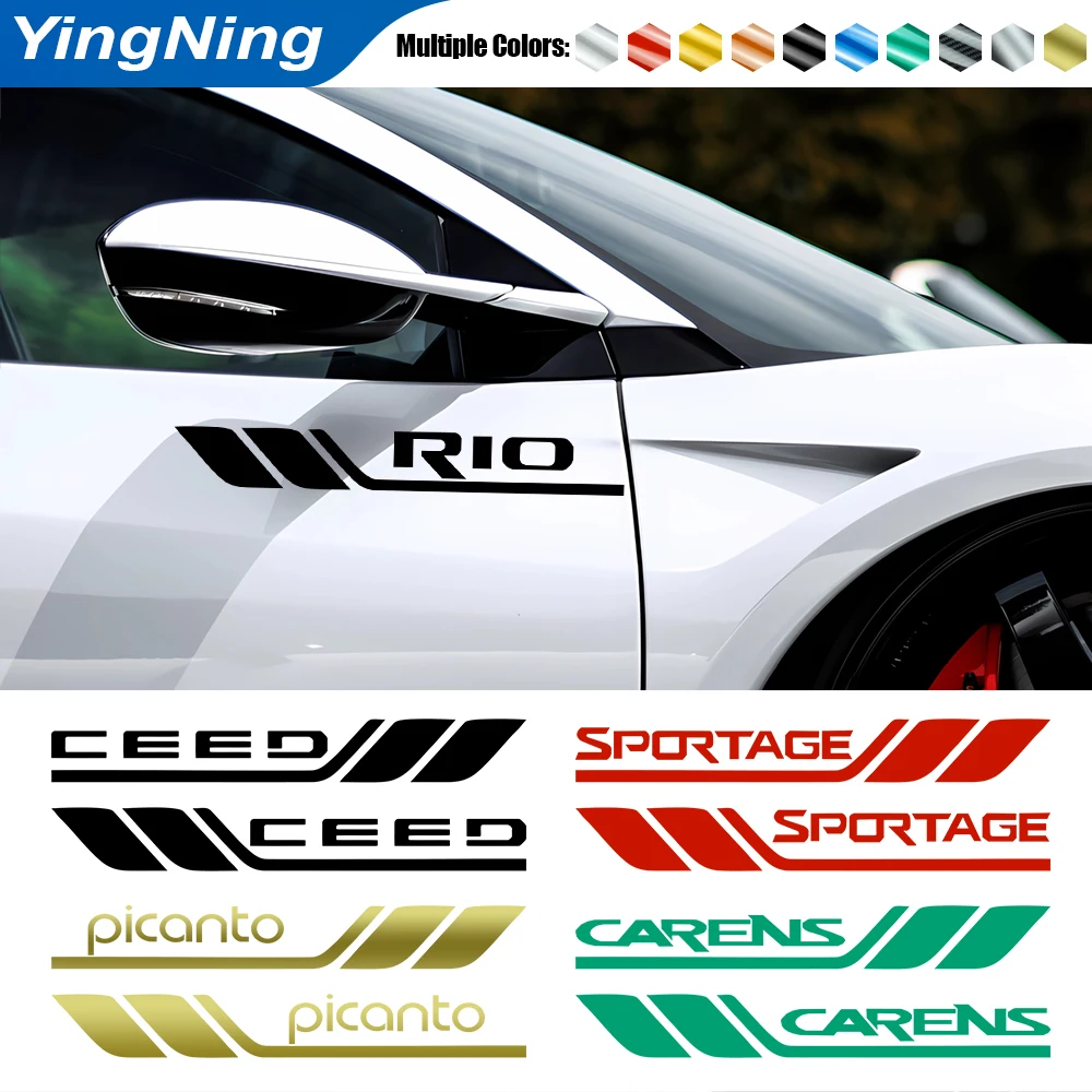 2pcs Car Side Sticker Car Trim Door Vinyl Decal Sticker For Kia Logo RIO K2 K5 Sportage Sorento KX3 KX5 K3S Picanto Accessories