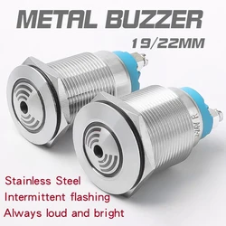 19mm 22mm Stainless Steel Waterproof Loud LED Light Flash Metal Buzzer Switch 12V 24V Indicator Red Lamp Alarm Warning Buzzer