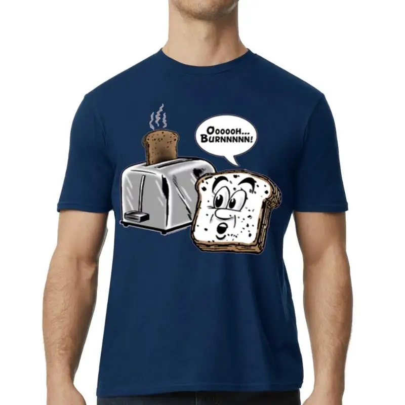 أوه بيرن مضحك نخب الإفطار الفكاهة نكتة تي شيرت أزرق فرحان