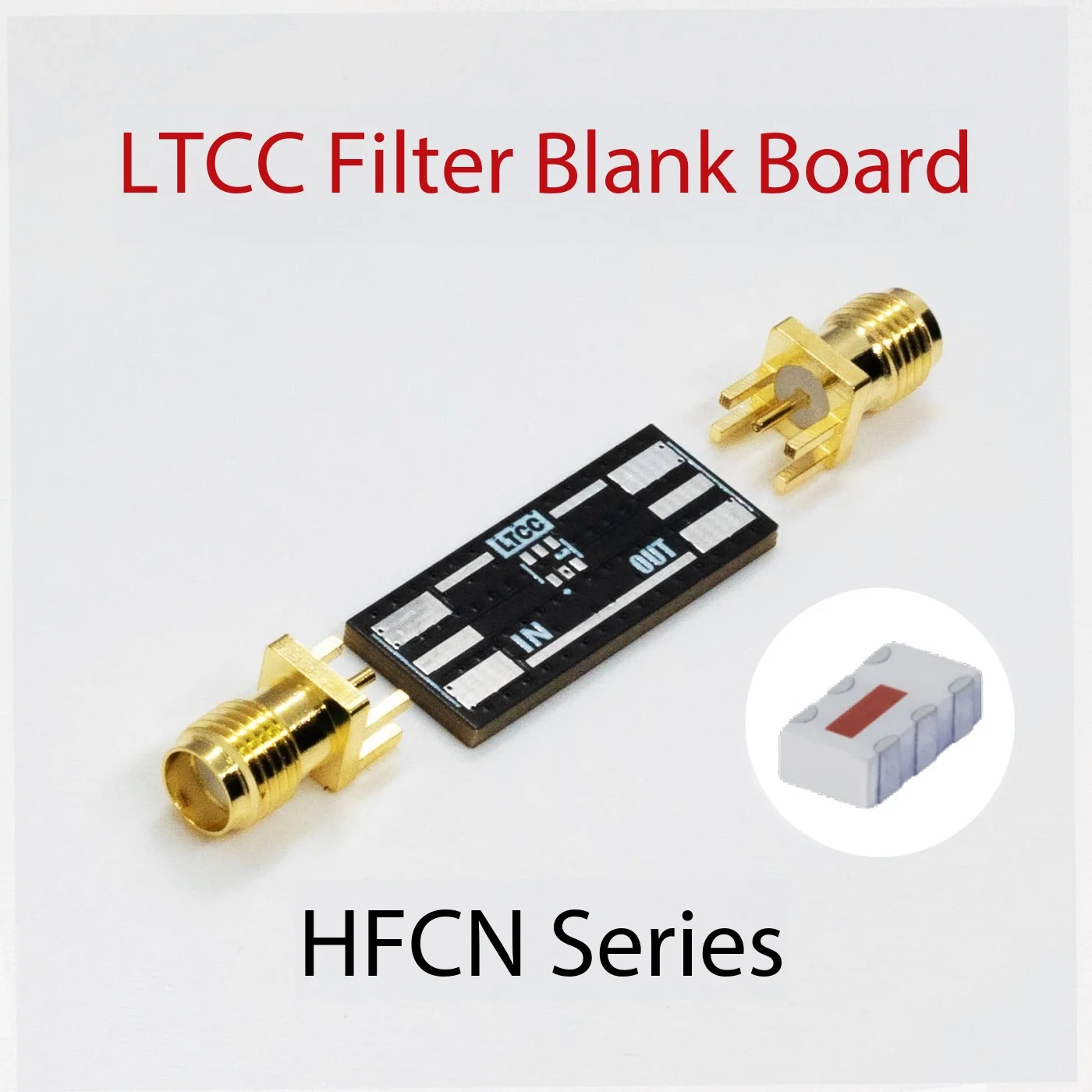 HFCN Series LTCC Filter Test Board, Ceramic RF High Freq Evaluation PCB
