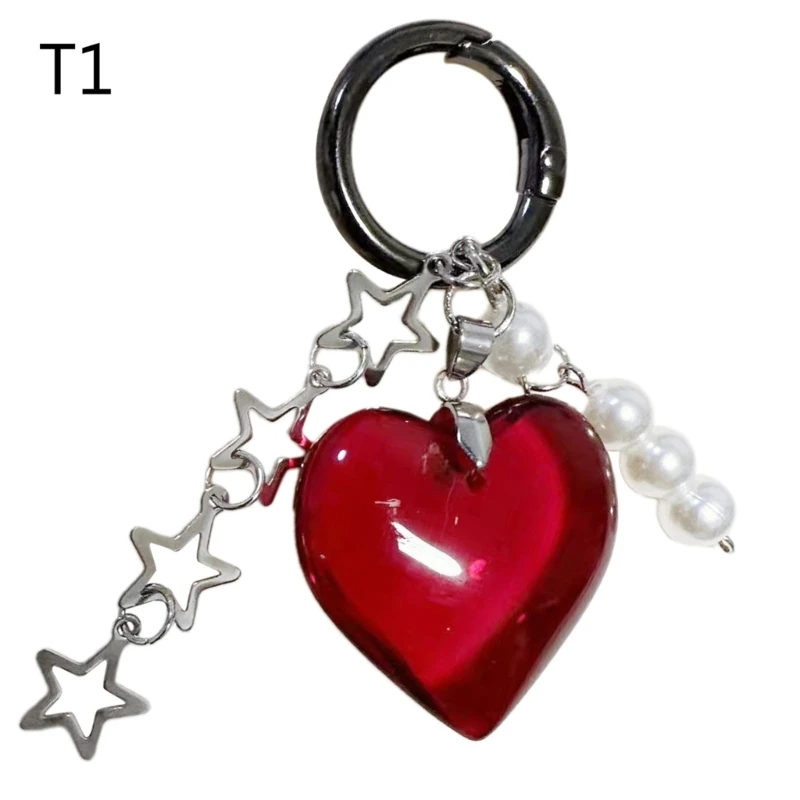 Trendy Alloy Keychain Big Heart Pendant Key Rings Jewelry Bags Phone Accessory Y08E