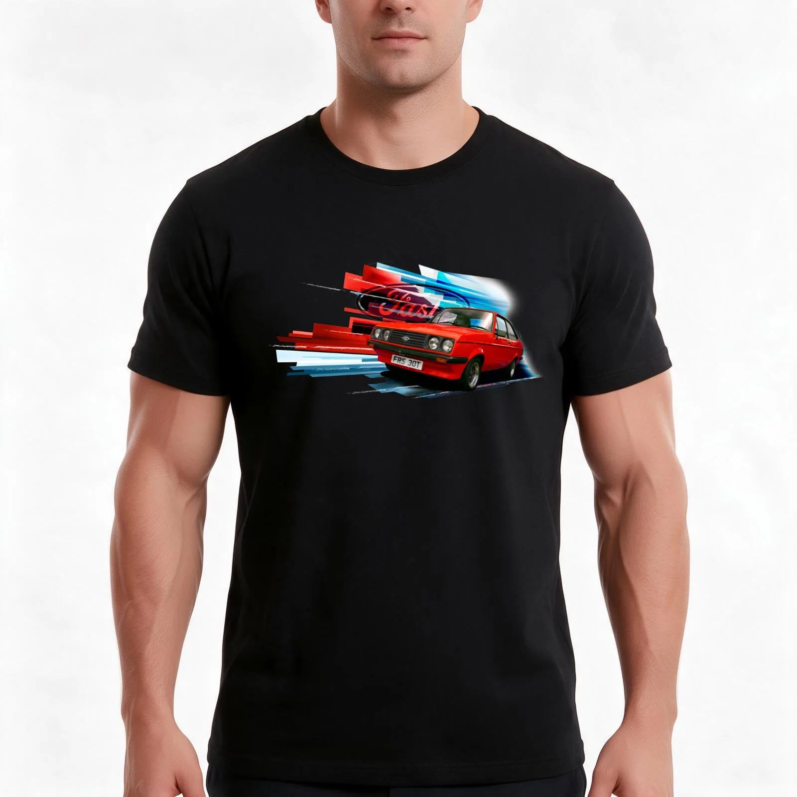 Fast Escort RS2000 T-Shirt, Summer Casual Cotton Tee, Oversized Streetwear Tops, Vintage Graphic Print, Loose Fit Short Sleeve