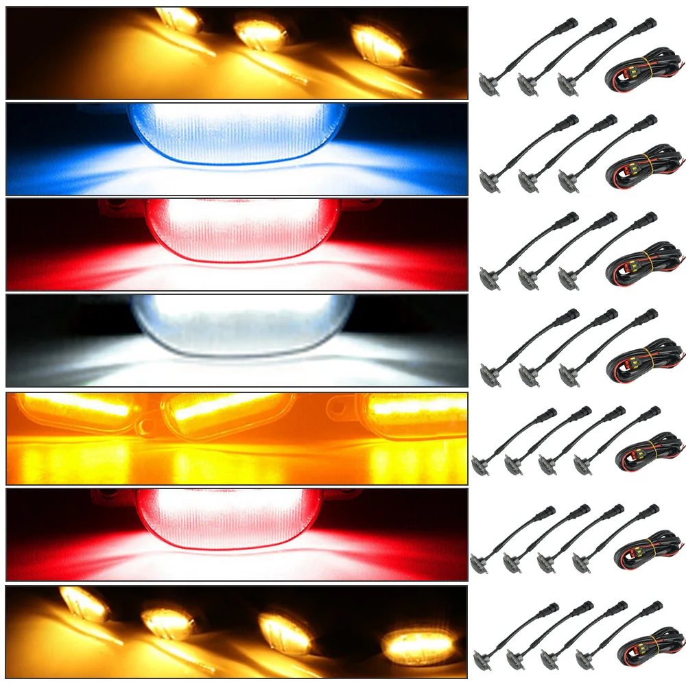 3/4pcs For Ford F-150 Raptor Front Grille Smoked Lens Amber LED Lamp Running Light Auto Led Lights