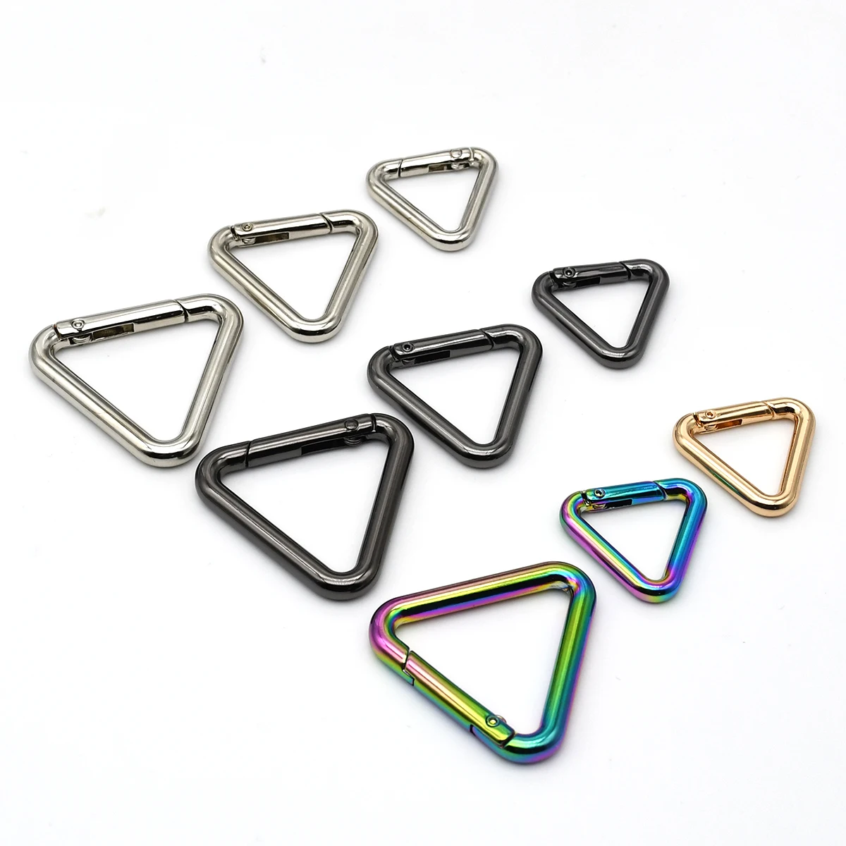 Triangle Spring Gate O Ring Openable Leather Bag Handbag Belt Strap Buckle Connect Keyring Pendant Key Chain Snap Clasp Clip DIY