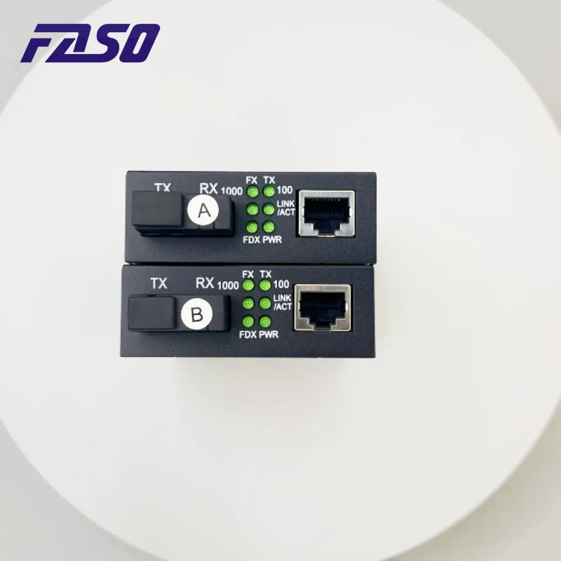 FAS0 3KM Gigabit Fiber Optical Media Converter 1000/100Mbps 25KM Ethernet RJ45 Single Fiber SC Port External Power Supply