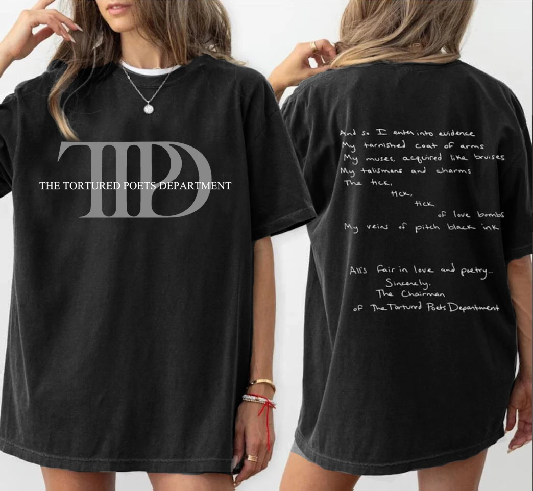 The Tortured Poets Department T-shirts for Women TTPD Printed Tshirt Cotton Short Sleeve Tees Music Concert T Shirt Streetwear