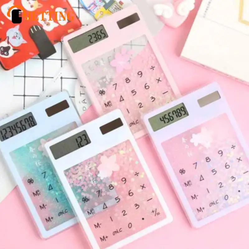 Creative Quicksand Cute Calculator Transparent Calculator Solar Energy Calculator Student Portable Touch Mini Solar Calculator