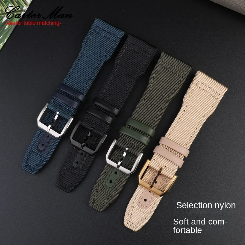 20mm 21mm 22mm Men Nylon Watchband For IWC Pilot Mark 18 Spitfire Fighter Portugal Canvas Watch Strap Khaki army green Bracelet