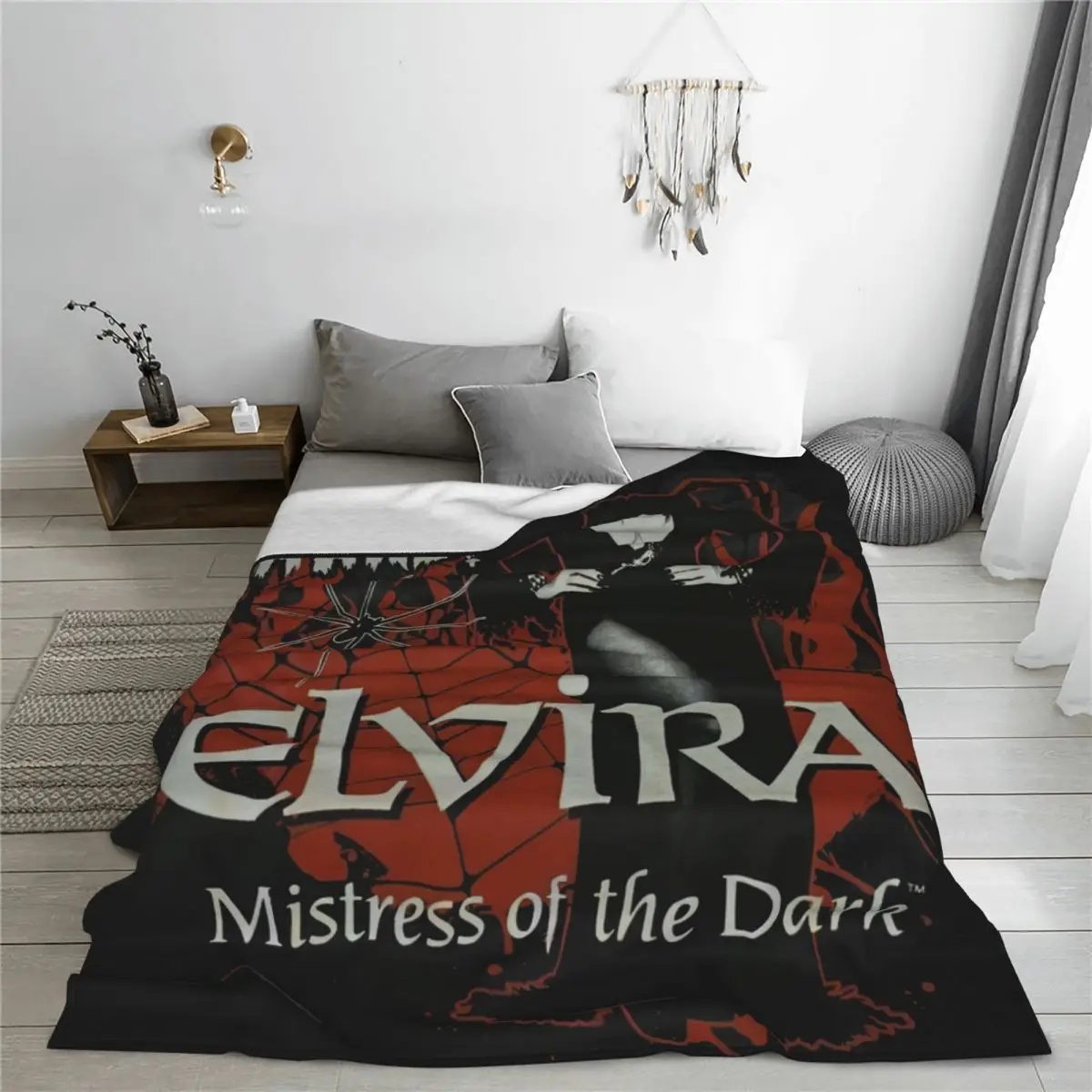 Elviras Horror Mistress Of The Dark Blanket Velvet Film Comedy Ultra-Soft Throw Blanket for Home Couch Bedroom Quilt