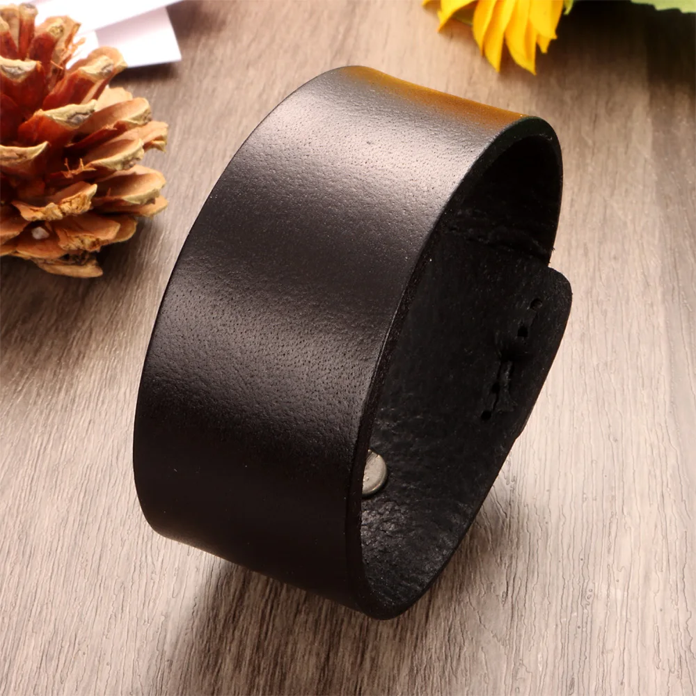 High Quality Punk Rock 181 Real Genuine Leather Bangle Bracelet Charm Jewelry For Women Men 25cm