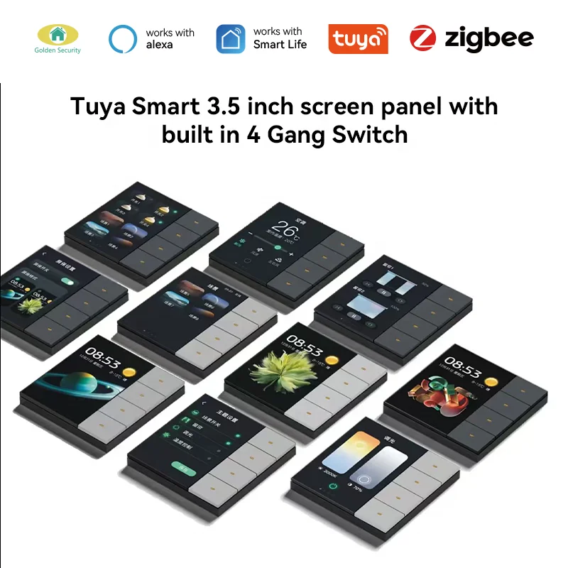 Golden Security Tuya Smart Zigbee Dimming Scene Switch LED Switch With Built In 4 Gang Switch And Radar Sensing Smart Life