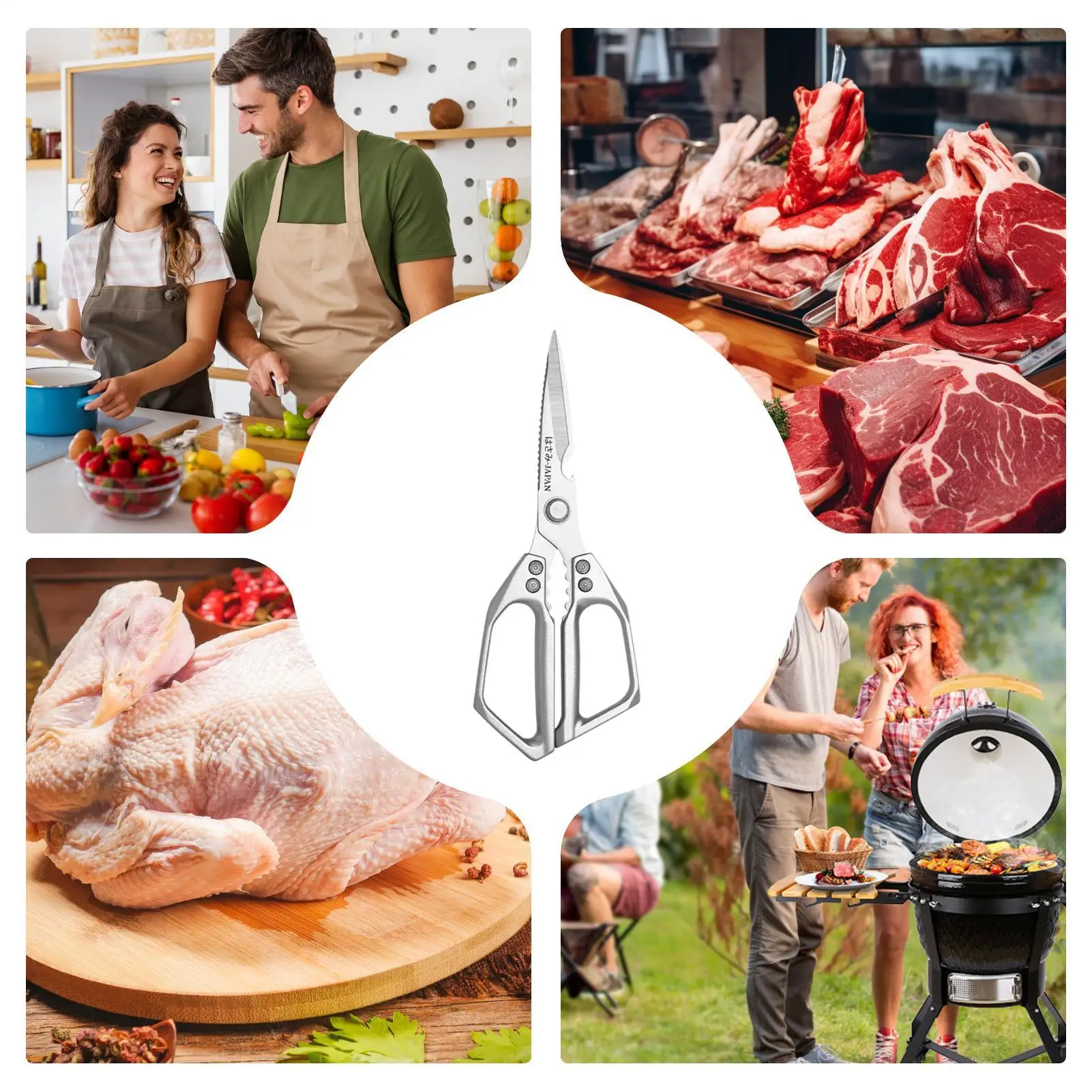 المقصات المطبخ للأغذية مقص اللحوم الثقيلة غسالة صحون آمنة متعددة الوظائف المقصات لعظام الدجاج اللحوم المأكولات البحرية تركيا #5