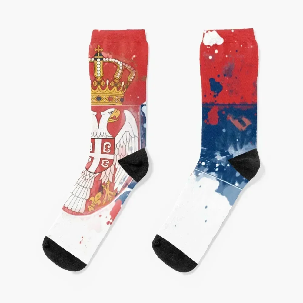 

Serbia Grunge Flag Socks cartoon cool Christmas hiking Socks For Women Men's