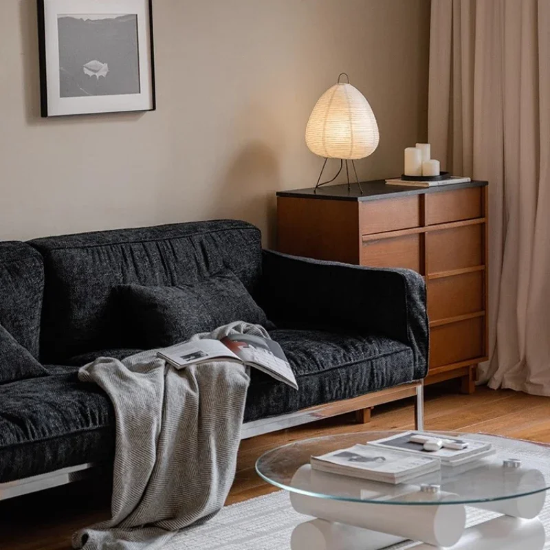 Galaxy sofa/black Napa thick cowhide sofa/medieval Bauhaus Nordic minimalist straight row small apartment