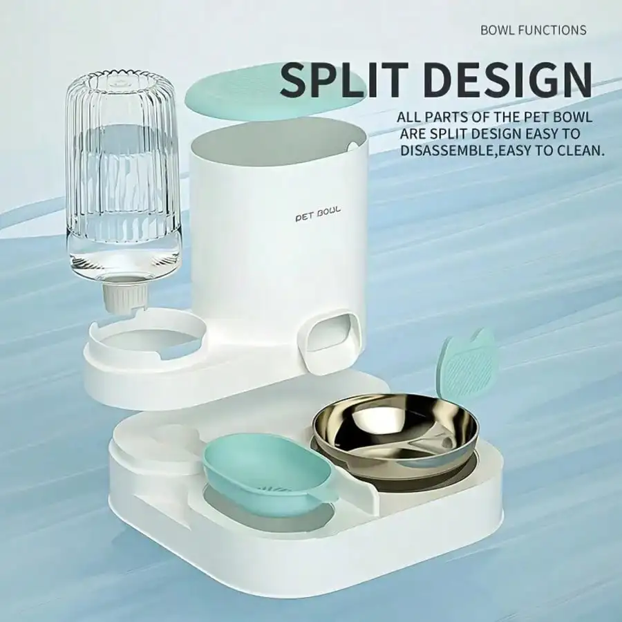 

2-In-1 Cat Water Dispenser And Food Dispensing Kit-Removable, Washable, Feeding Station, Indoor Cat Feeding Bowl, Easy To Clean
