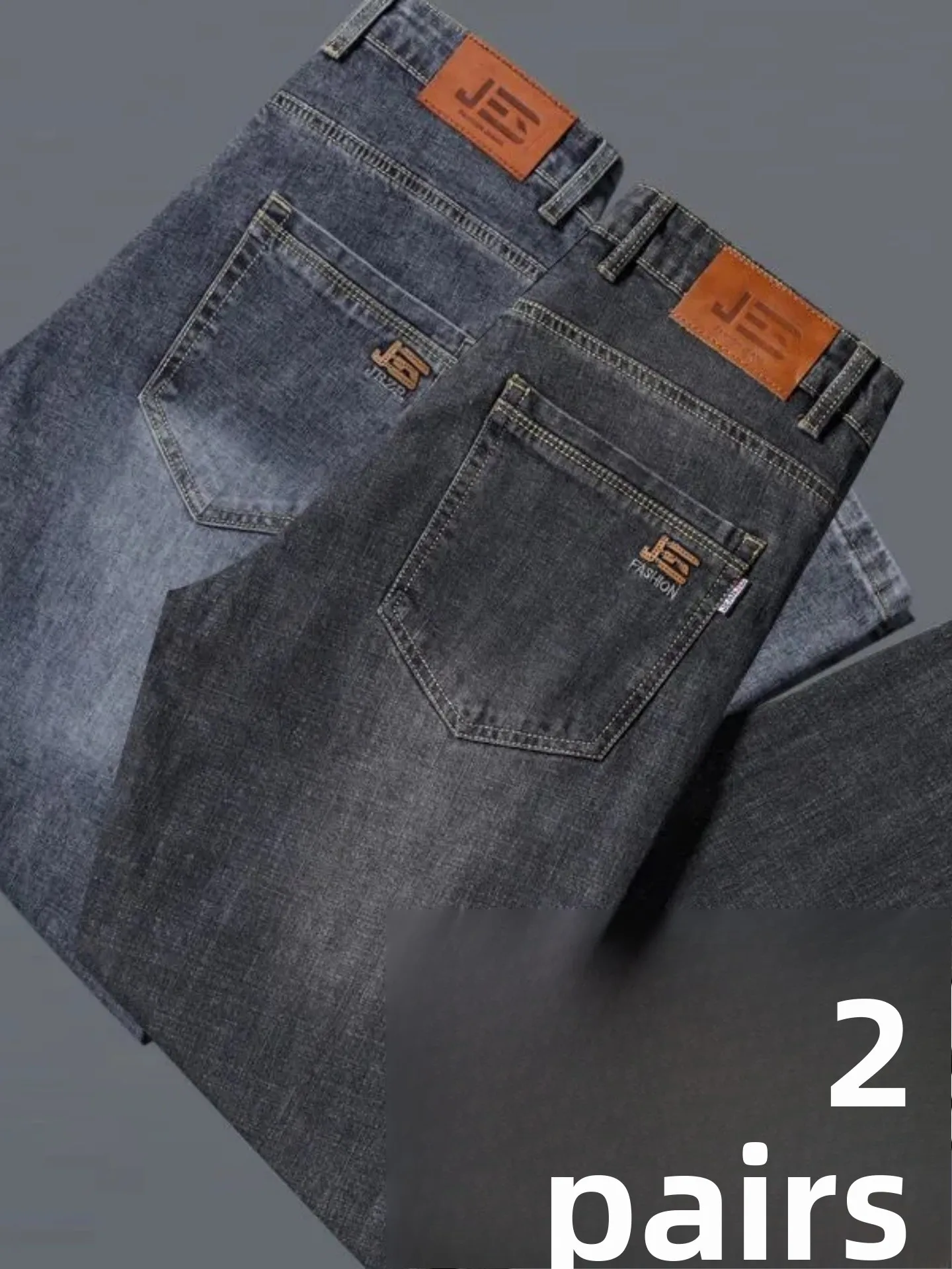 

Men's Casual Business High Elastic Loose Straight Leg Jeans Cotton Stretch Denim mid Waist Zipper Closure Spring Autumn New A...