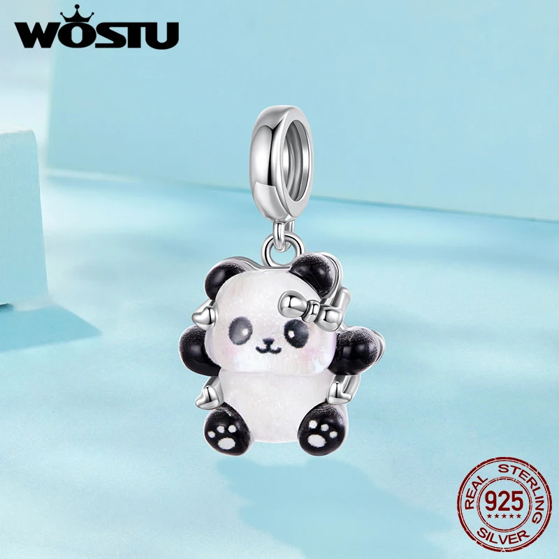WOSTU 2025 جديد 925 فضة الوردي الخنفساء سحر الأسود الباندا الدب قلادة ثعبان اللؤلؤ حبة التنوب الأصلي سوار لتقوم بها بنفسك هدية