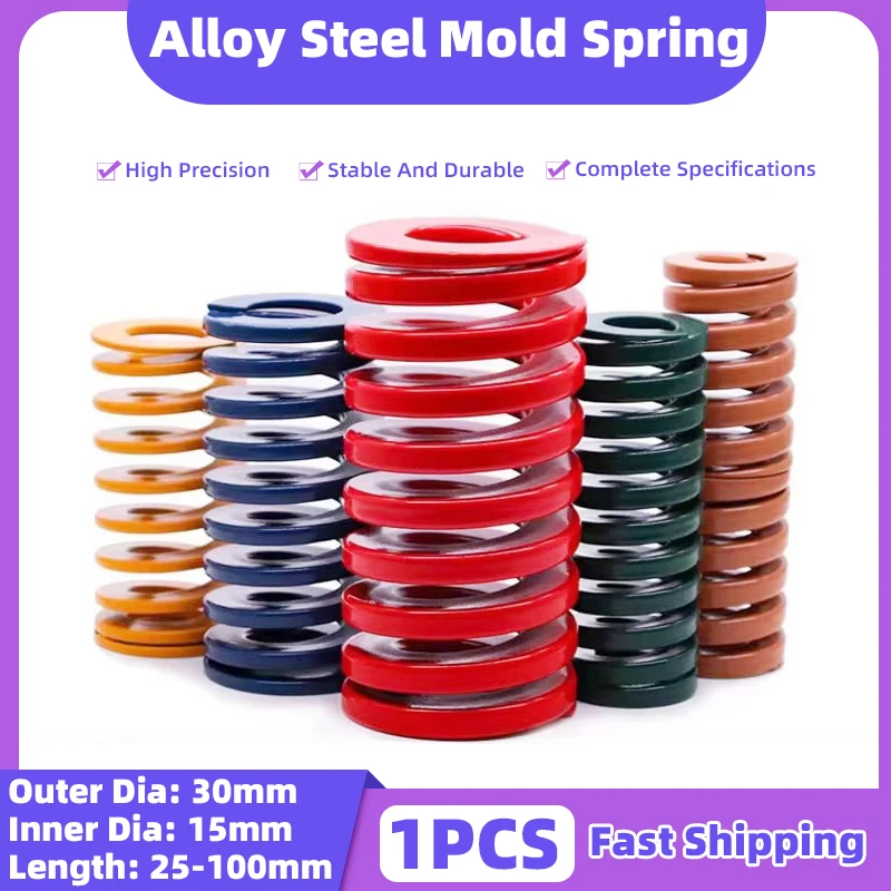 

Creamily 1PCS Mould Spring Compression Spring Spiral Stamping Alloy Steel Spring Outer Diameter30mm Inner Dia15mm Length25-100mm