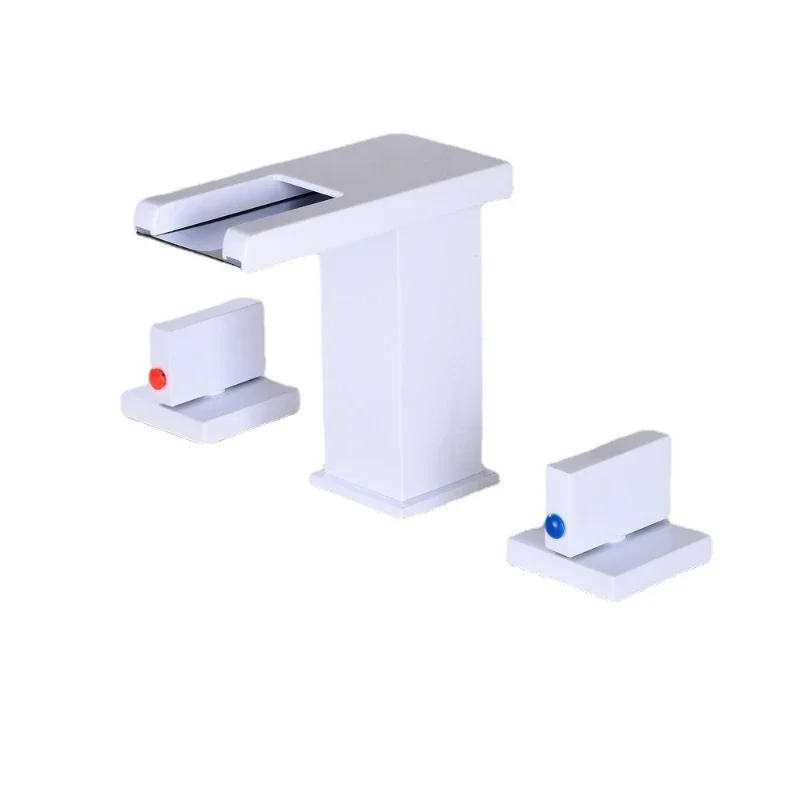 

Brass paint black and white LED bathroom with lamp, face wash basin, bathtub, waterfall three-hole hot and cold faucet