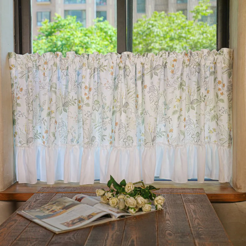 

Занавеска с рюшами и цветочным принтом, потертый фермерский дом, карман, оконная занавеска, шторы для кухни, спальни, гостиной, декор