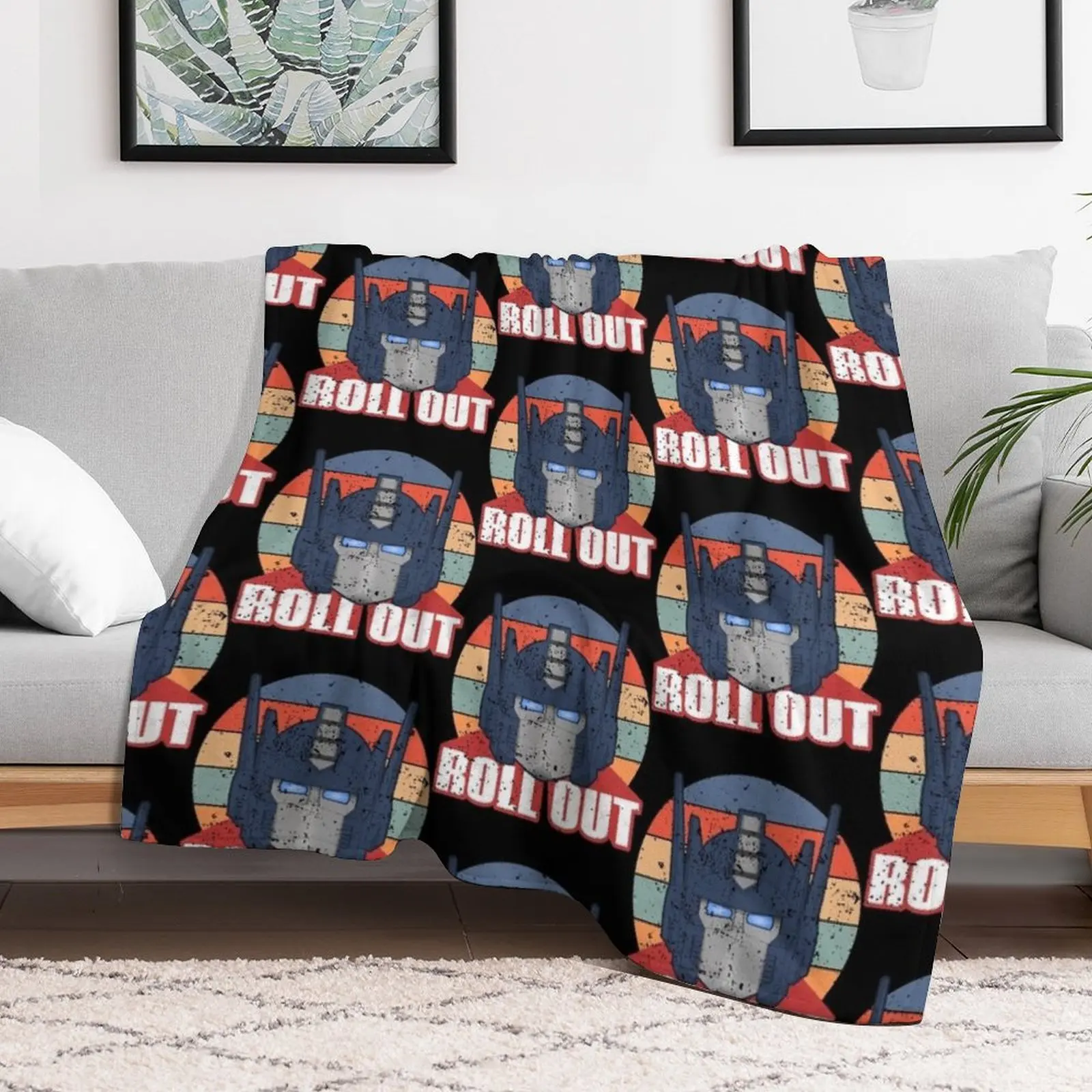 Autobot Optimus Prime Distressed Retro Roll Out Throw Blanket wednesday Weighted Blankets