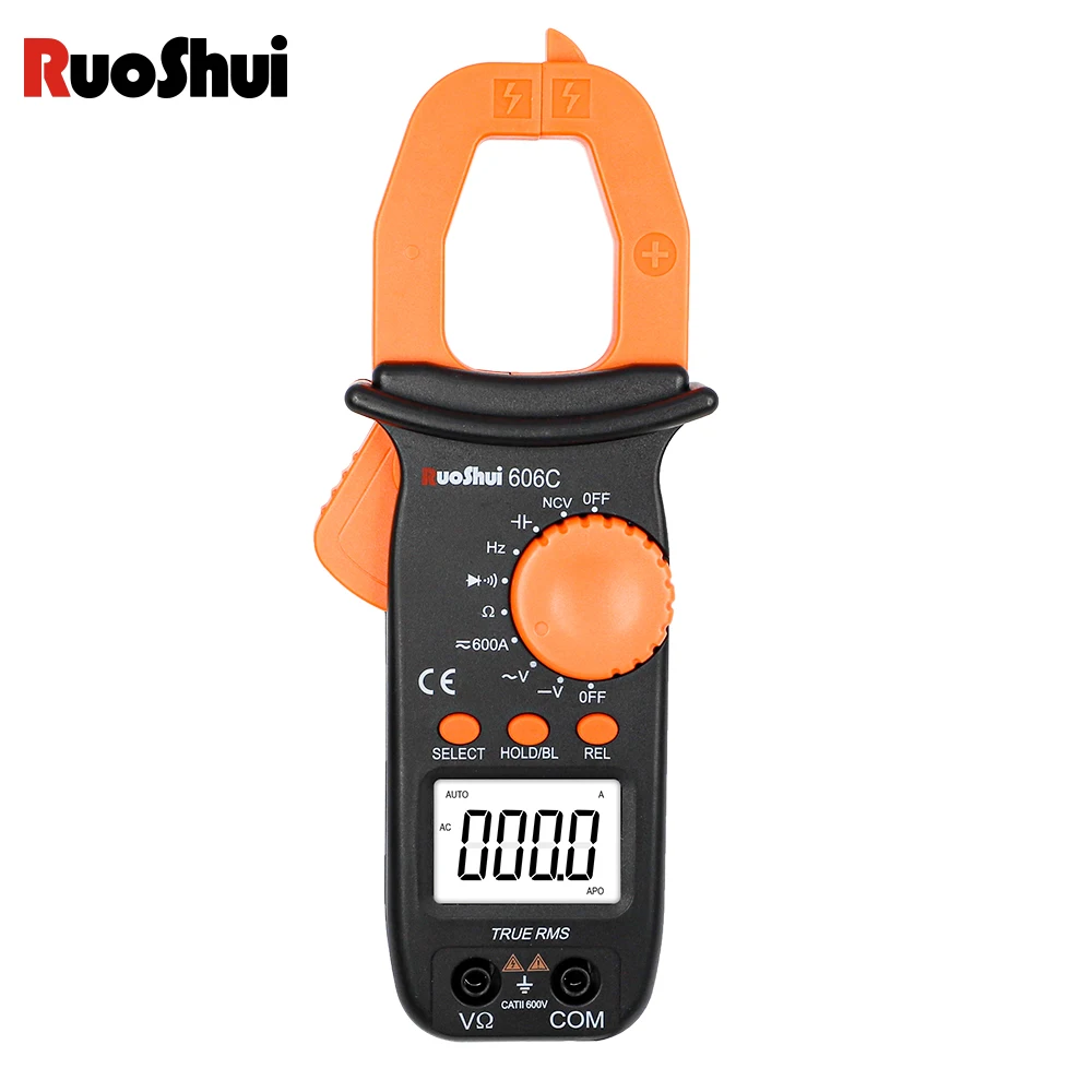 RuoShui Digital Clamp Multimeter Electronic AC DC Current True RMS 600A Auto Range Voltmeter Resistance Ohm Tester Amp Meter