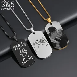 Stainless Steel Square Pendant Engraved Name Necklace For Women Custom Letter Picture DIY Necklaces Wedding Jewelry Gift