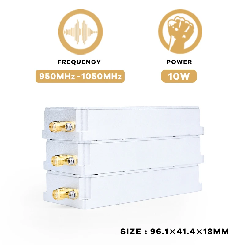 Módulo de bloqueo para Dron, amplificador de potencia PA RF, solución de C-UAS, 10W, 900M, GaN, 950-1050MHz, anti-drones, FPV, UAV