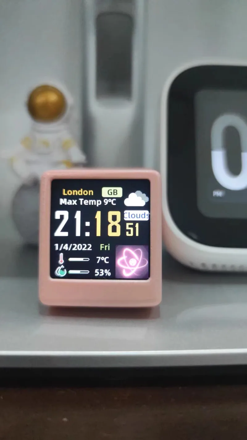 Animación meteorológica de escritorio inteligente en inglés, animación de carga personalizada moderna y bonita, reloj de código digital meteorológico creativo