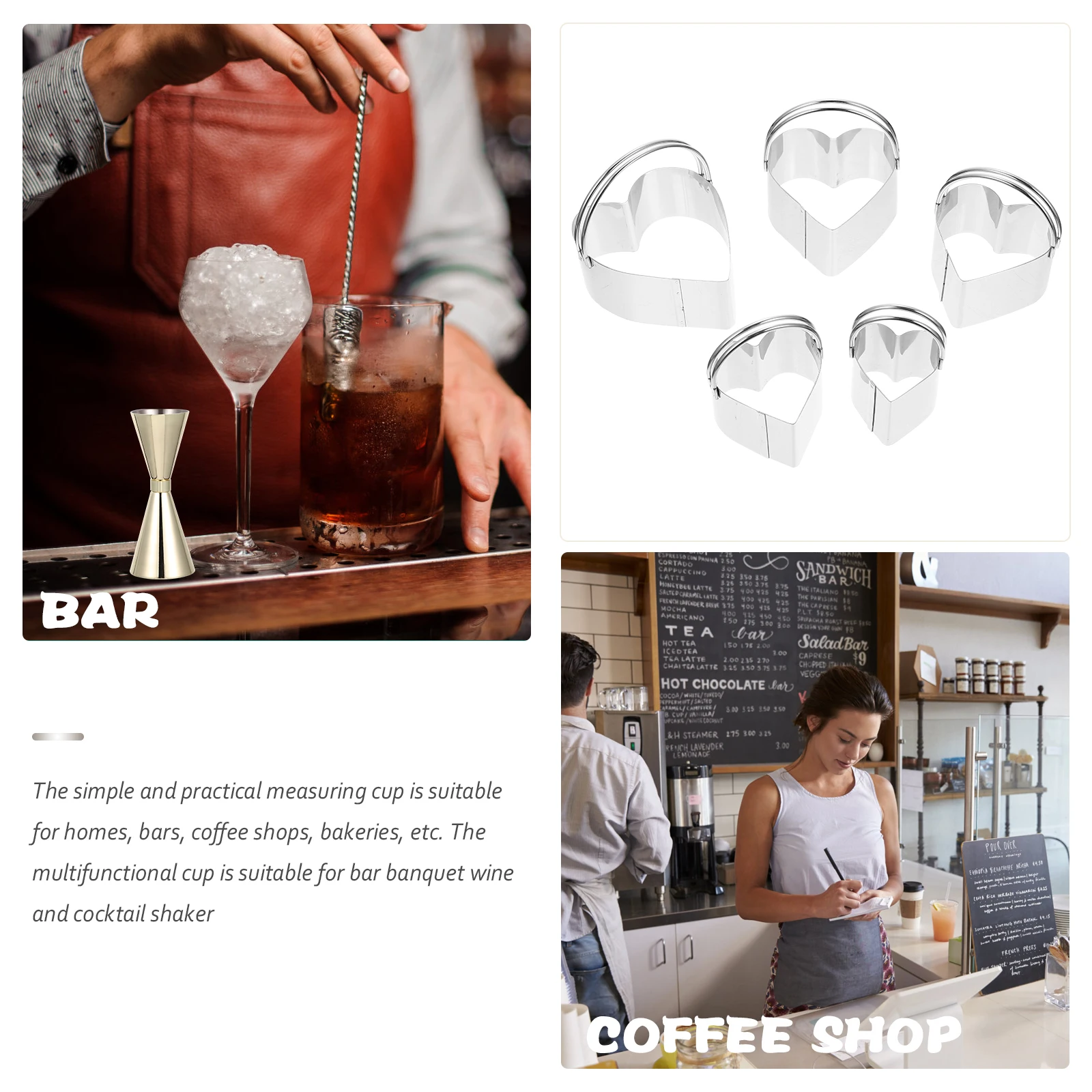 

Cocktail Jigger Golden Ring Measuring Device Bartenders Double Head Beverage