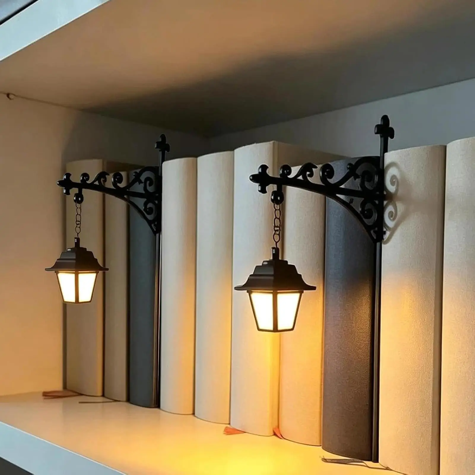 Bookshelf Lamp Vintage LED Warm Lantern Light Reading Decorative Bookshelf Lighting For Home Study School DesktopCabinet Library