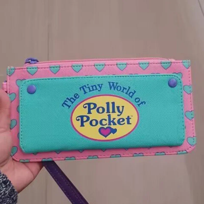 

В наличии Polly Pocket Style Длинный кошелек с принтом сердца Kawaii Girls с несколькими отделениями для карт Id Window Портмоне на молнии Коллекционный подарок