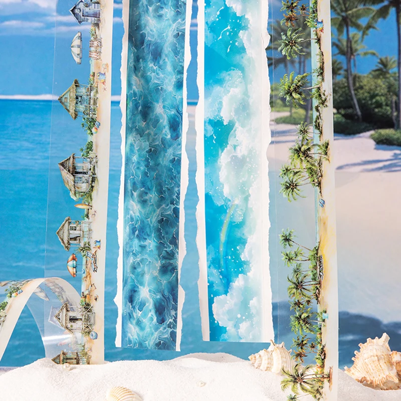 Mr.Paper Diary Around the Sea 시리즈 대화형 매칭 Aquascape 다채로운 테이프 학생을위한 어린이 선물 washi 테이프 세트