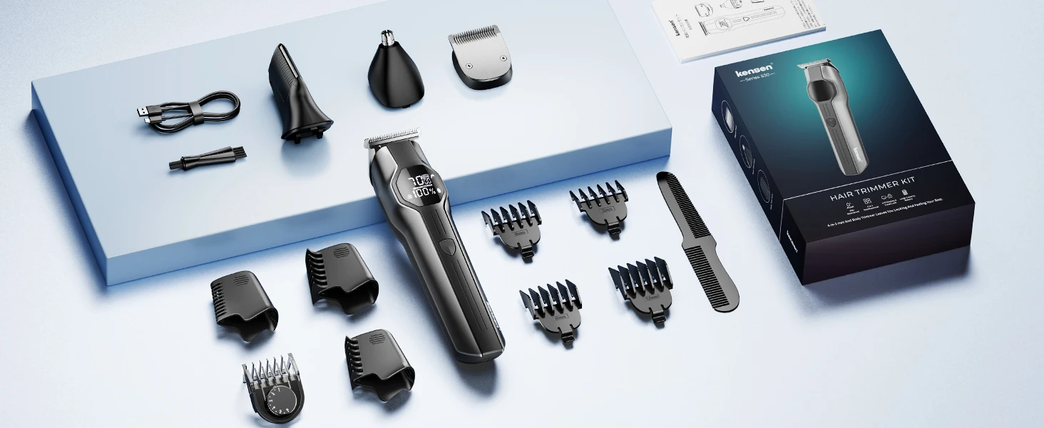 Kensen S30 Haarschneideset für Männer 4-in-1 Haarschneider Nasenhaartrimmer IPX7 Wasserdicht LED-Display Haarschneidemaschine für Friseure – Detail 13