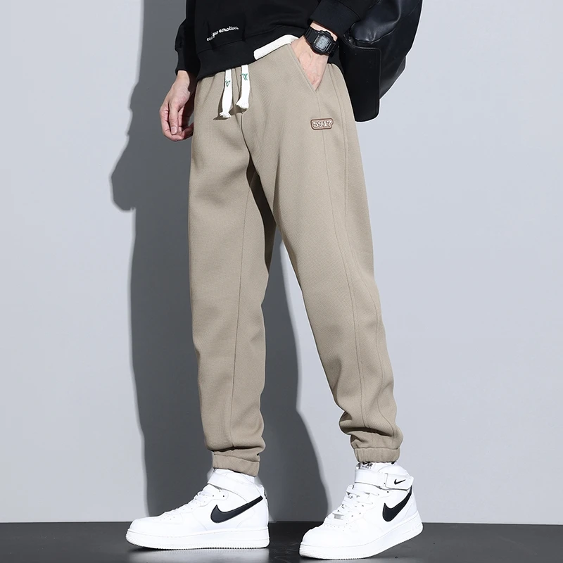 

Men's Spring Sport Pants Harlan Nine-Piece Fce-Lined Casual Trousers Loose Fit High Waist Straight Leg Lengthened Pants