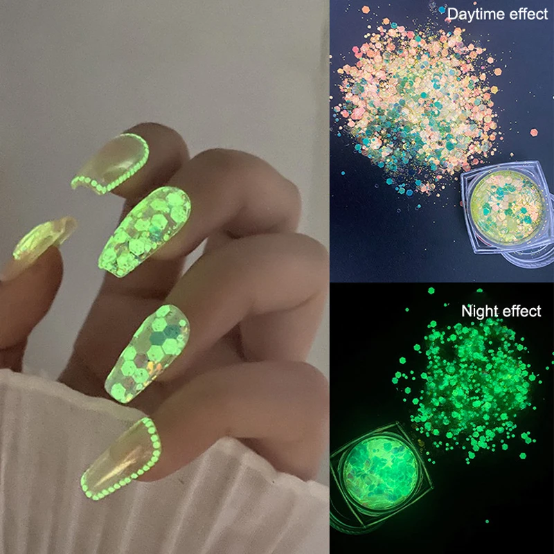 1g Colorful Light Luminous Nail Powder Glow In The Dark Pigment Dust Phosphor Glitter For Nail Art Decoration Jewelry Making Sup