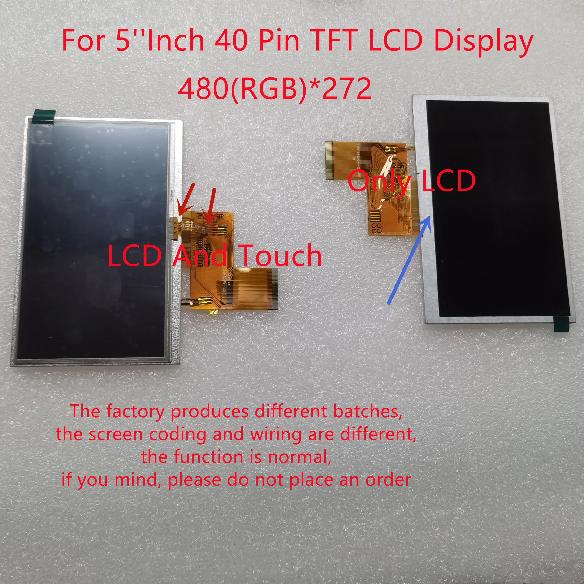 

For 5''Inch 40 Pin TFT LCD Display Common Screen With Touch Screen 480(RGB)*272 For Car GPS Navigation Resolution:480*272 Tested