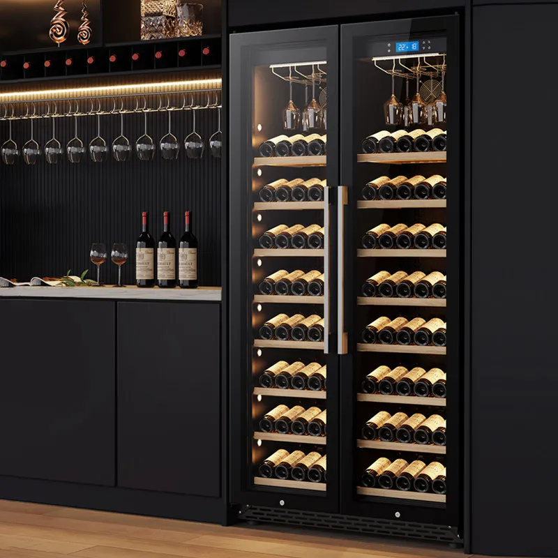 Double door ultra-thin wine cabinet constant temperature wine cabinet large capacity home commercial display refrigerator ice