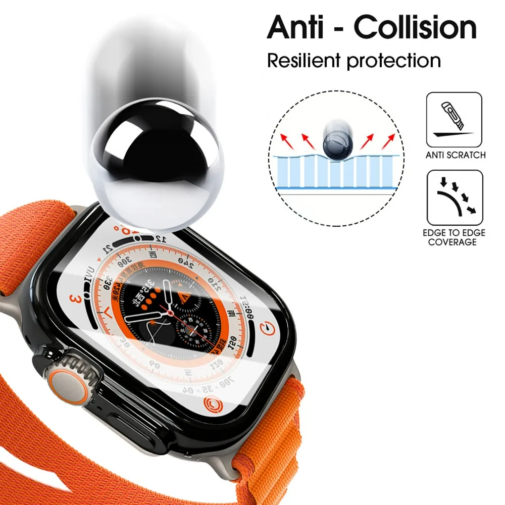 Cover in TPU per Apple Watch Ultra1/2/3 Custodia da 49 mm Paraurti antiurto in TPU + Proteggi schermo morbido per Apple Watch Ultra3/2/1 49 mm