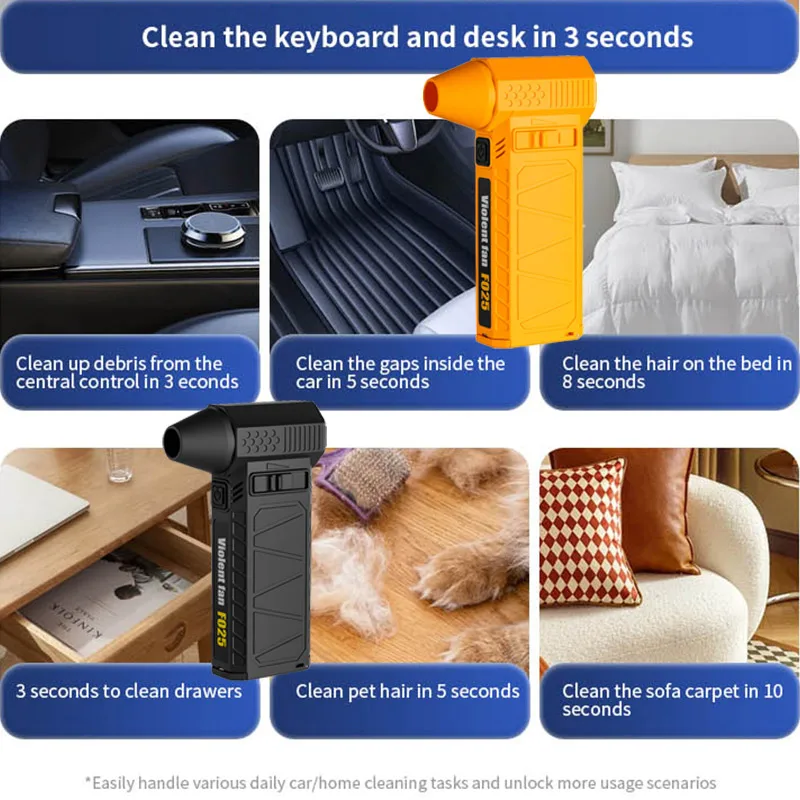 2026 Upgrade 110000RPM Handheld Air Blower Turbo Fan Brushless Electric Air Duster Multi‑Purpose Dust Cleaner for Car Home Offic