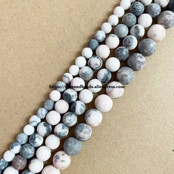 Natural Stone Matte Pink Zebra Jasper Round Loose Beads 15