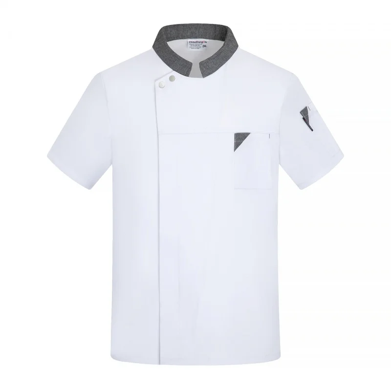 Chef Overalls Men's Short-Sleeved Summer Thin Breathable Dining Hotel Restaurant Canteen Baking Kitchen Clothes