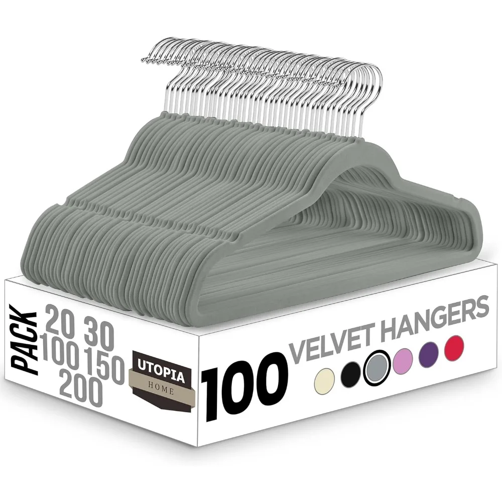 شماعات بدلة مخملية غير قابلة للانزلاق مكونة من 150 قطعة - خطاف قابل للدوران للسراويل والمعاطف والقمصان والمزيد - منظم ملابس عالي الجودة #6